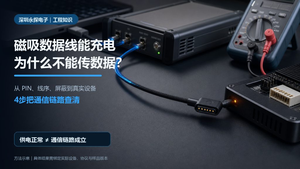 磁吸数据线能充电不能传数据的工程排查场景示意图