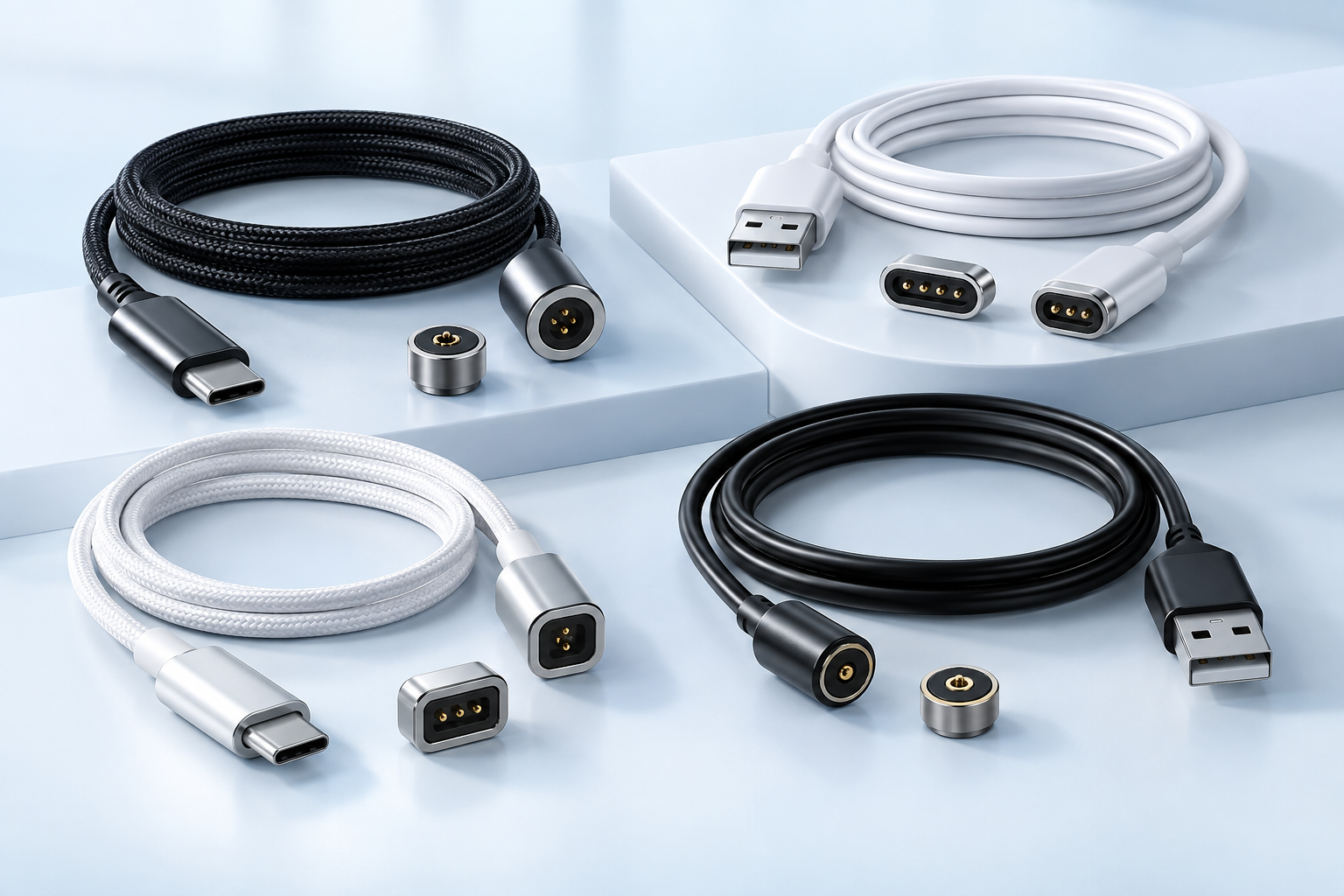 Magnetic charging cable collection for custom power connections